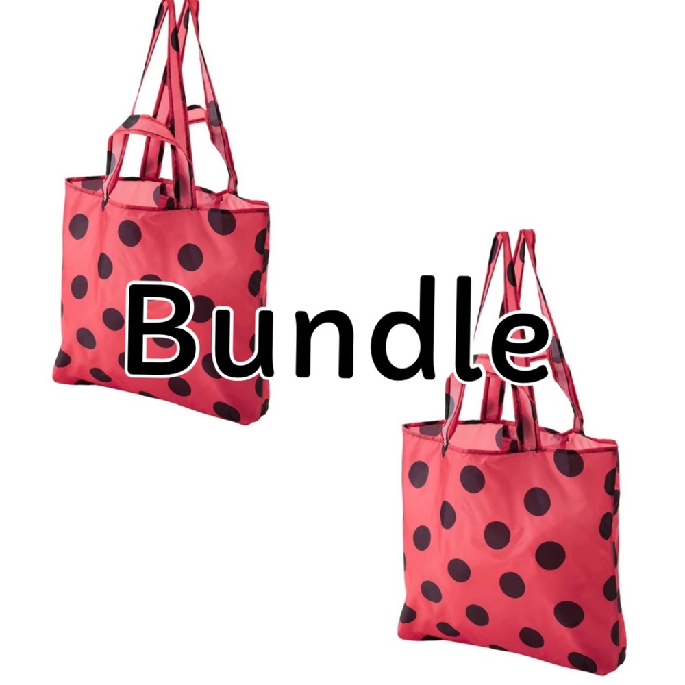 🍒🍒 Retired 2022 SKYNKE Foldable Polka Dot Shopping Bags (Set of 2)